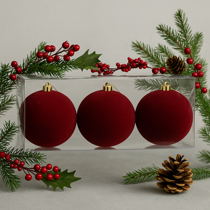 Velvet Christmas Balls – Set of 3 15cm