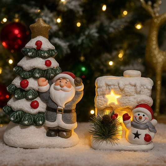 Christmas LED Resin Figurines - set of 2