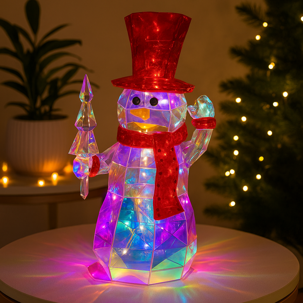 LED Crystal Snowman Decor With USB