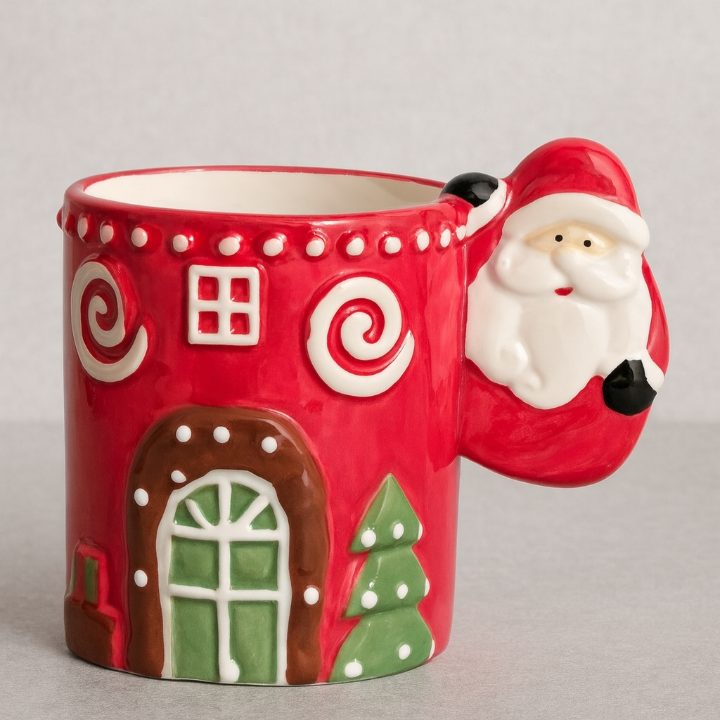 Christmas Mug with Santa & Festive House Design