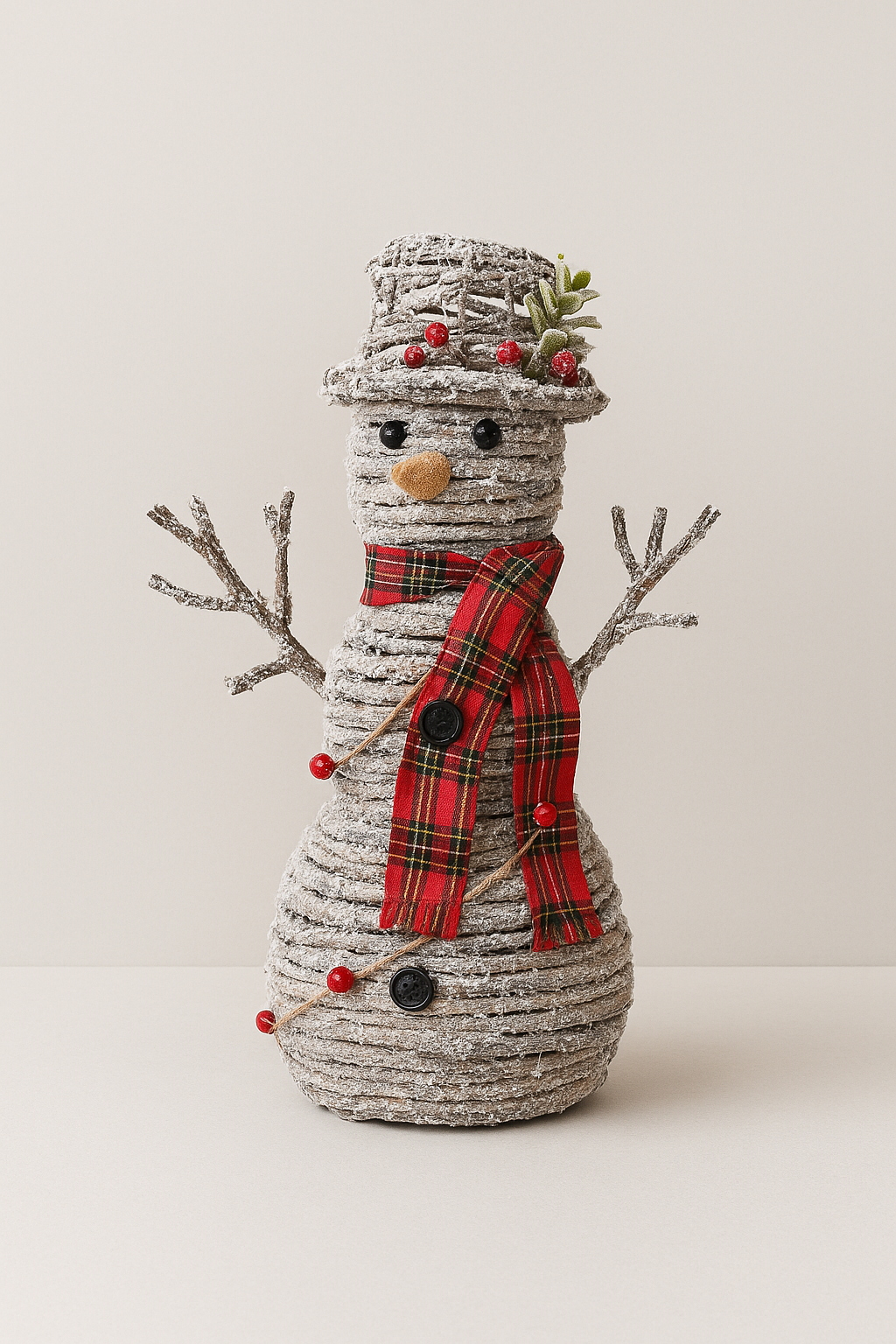 Rustic Snowman Charm With Lights - set of 2