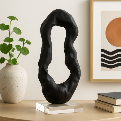 Abstract Black Sculptural Art Piece