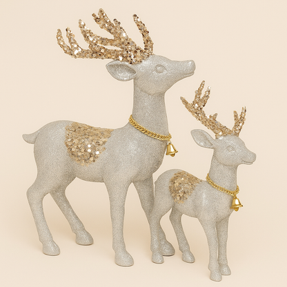 Elegant Glitter Reindeer Christmas - Set Of 2