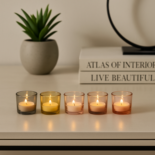 Glass Tealight Holders – Modern Design pack of 5