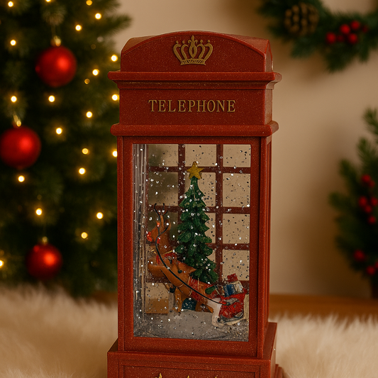 Christmas Light-Up Telephone Booth Lantern