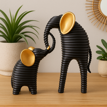Artistic Elephant Sculpture Set of 2