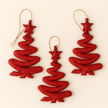 Spiral Christmas Tree Ornaments – 4 Packs (2 colors each pack contains 3 same color)