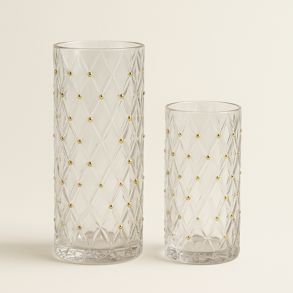 Elegant Diamond-Pattern Glass set of 2