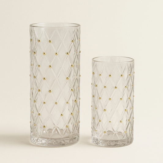 Elegant Diamond-Pattern Glass set of 2