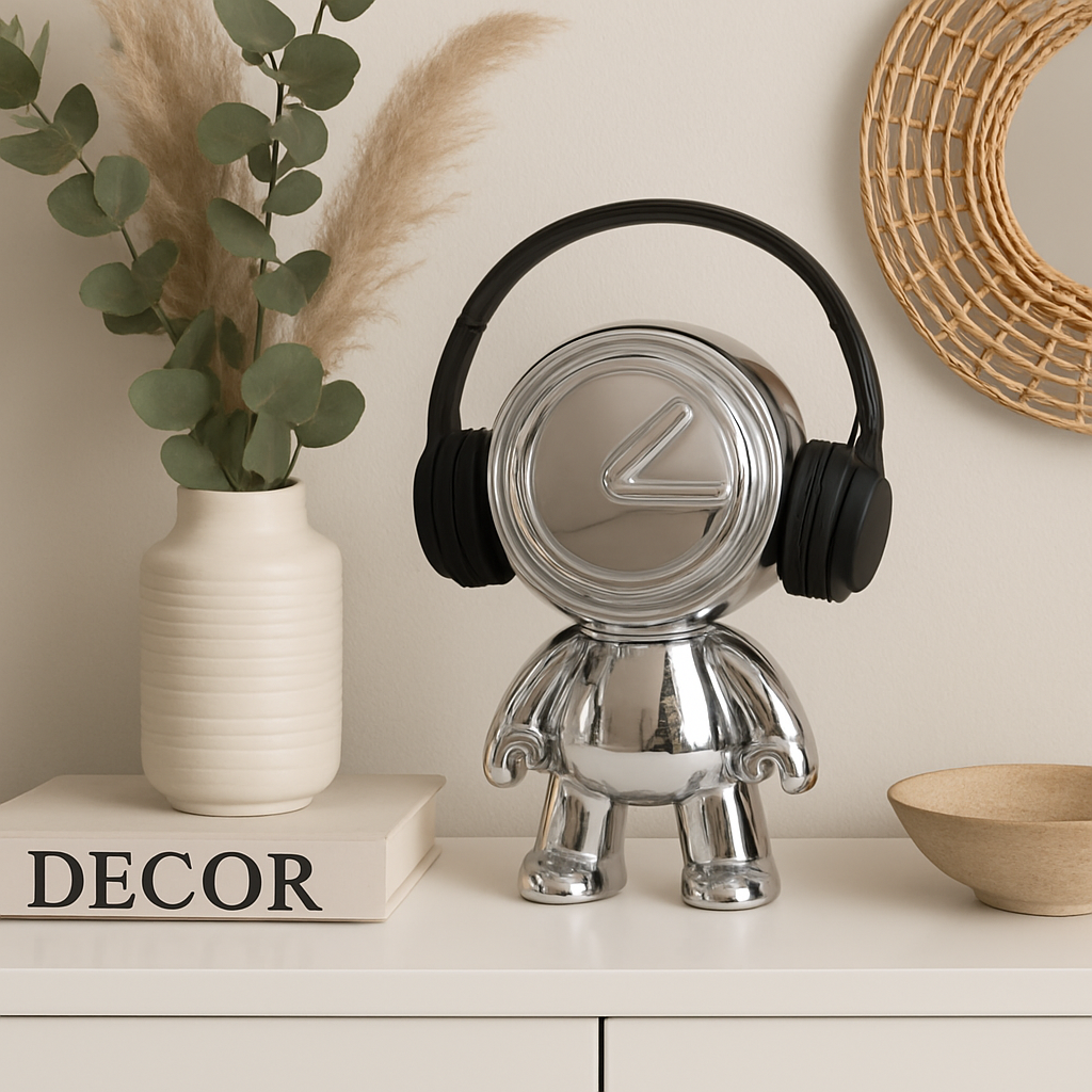 Silver Headphone Figurine