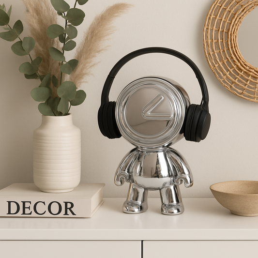Silver Headphone Figurine