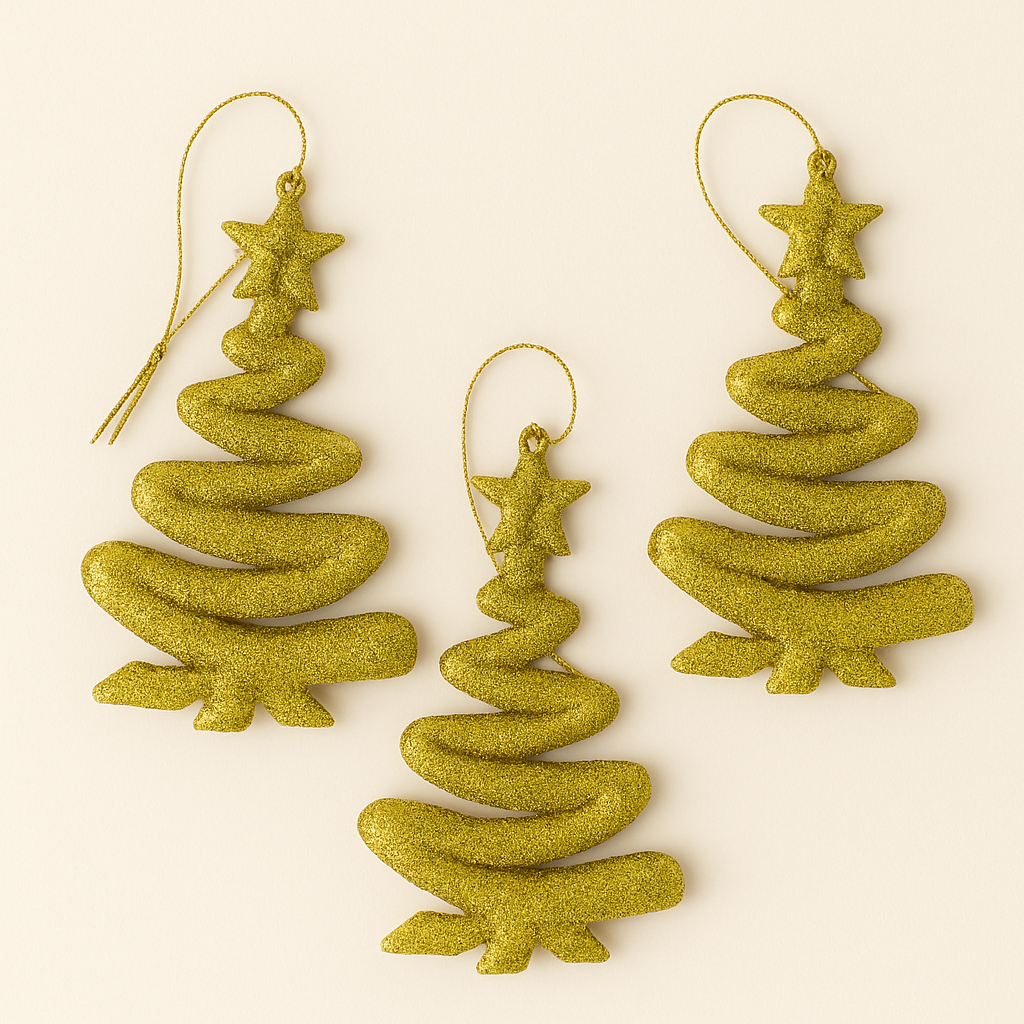 Spiral Christmas Tree Ornaments – 4 Packs (2 colors each pack contains 3 same color)
