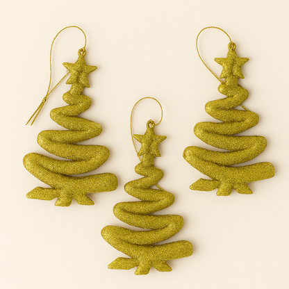 Spiral Christmas Tree Ornaments – 4 Packs (2 colors each pack contains 3 same color)