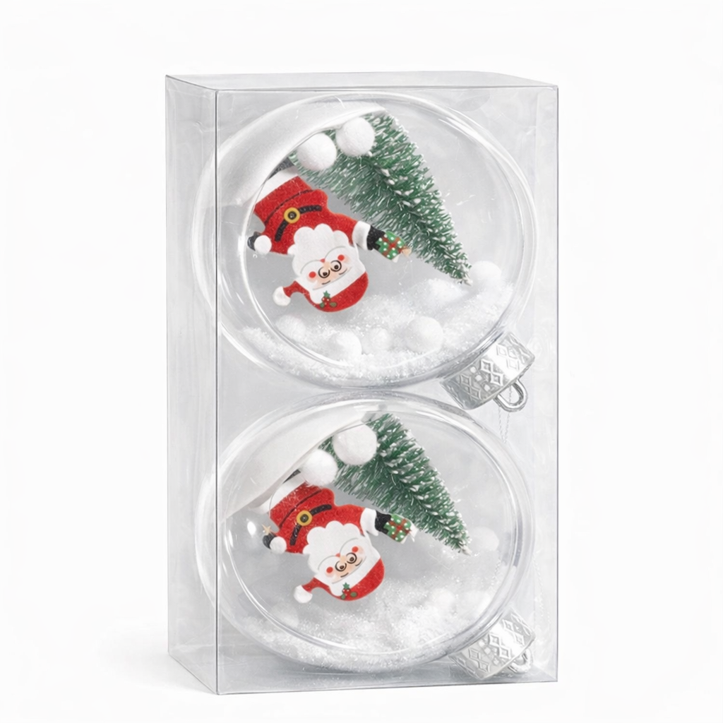 Santa Snow Globe Christmas Ornament - pack of 4