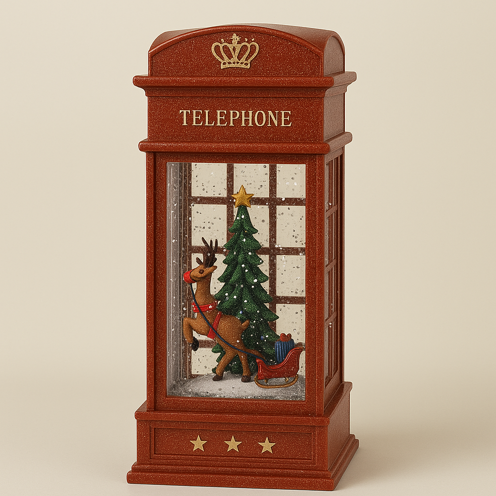 Christmas Light-Up Telephone Booth Lantern