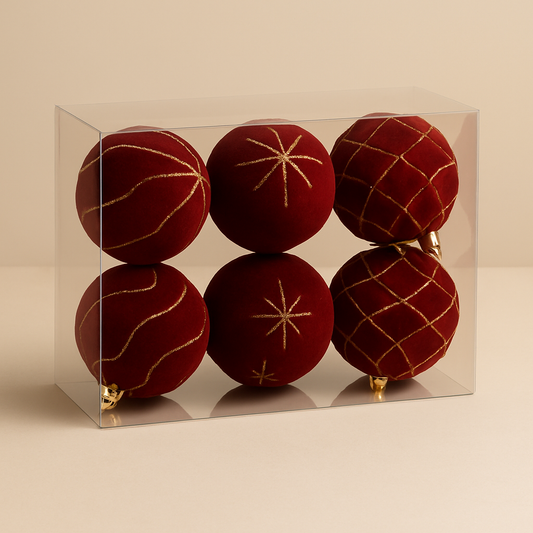 Velvet Christmas Ornaments – Set of 6