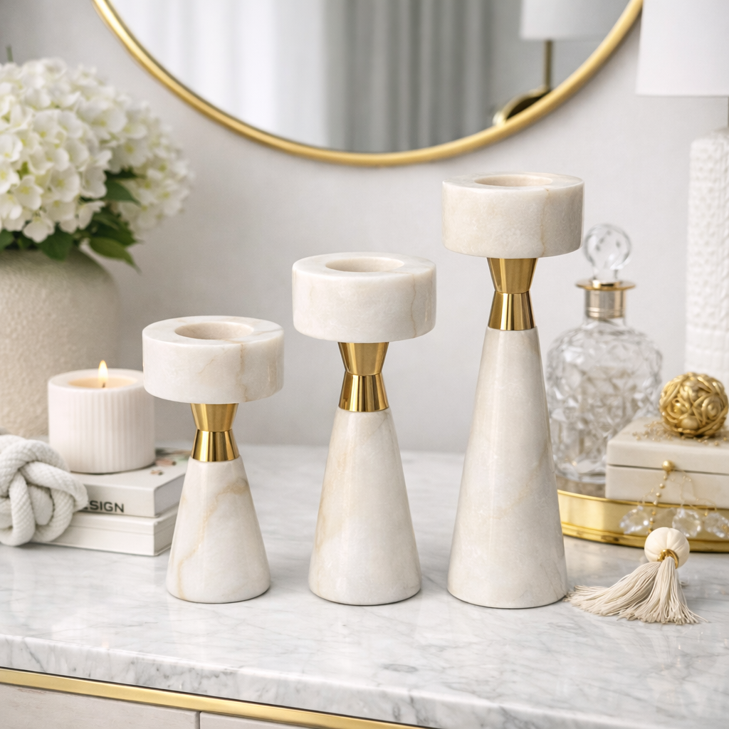 Luxury Marble Candle Holder Set | Timeless Elegance set of 3