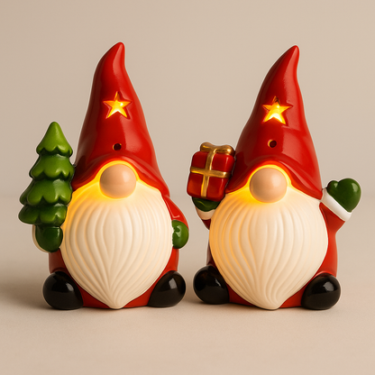 Light-Up Christmas Gnome Figurines pack of 2