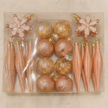 Champagne Rose Luxury Christmas Ornament Set
