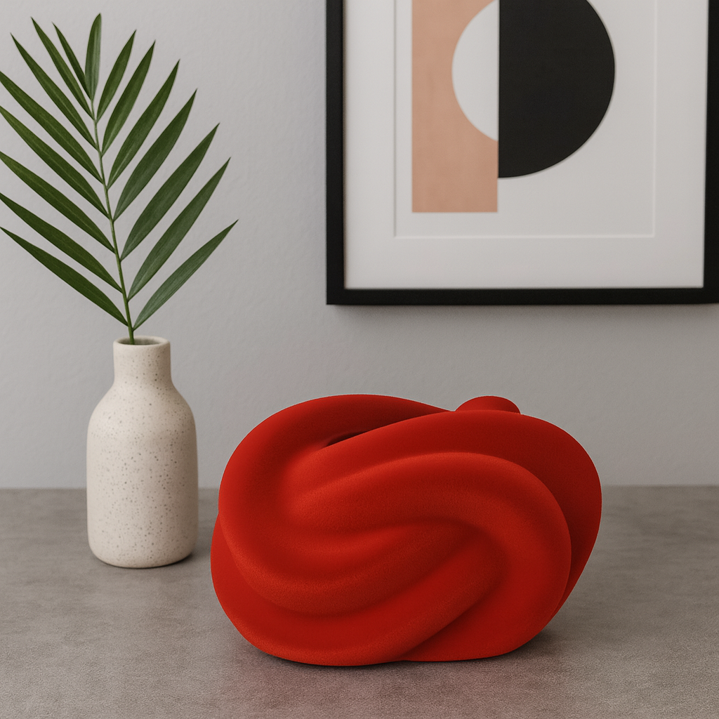 Modern Suede Sculptural Tissue Box