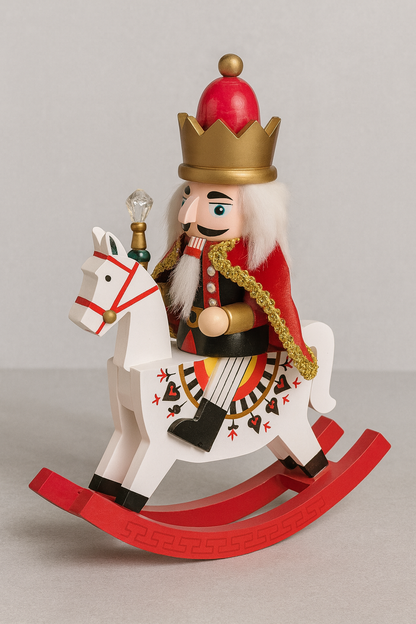 Premium Christmas Rocking Horse Nutcracker Figurine