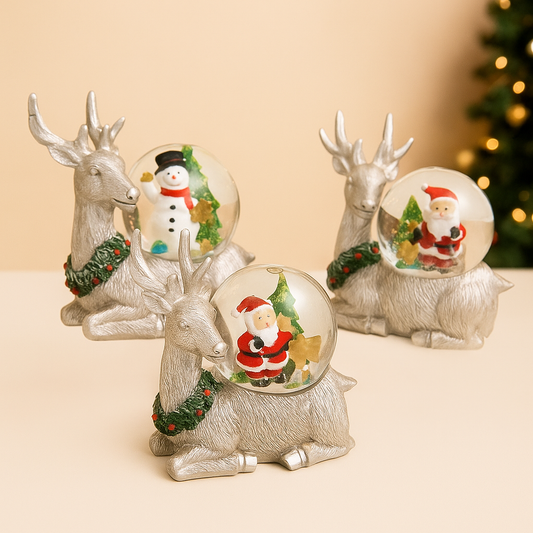 Crystal Reindeer Snow Globe Pack Of 2