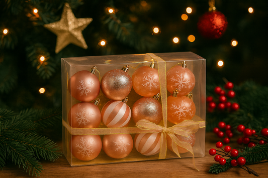 Champagne Pink Christmas Ornament Set of 12