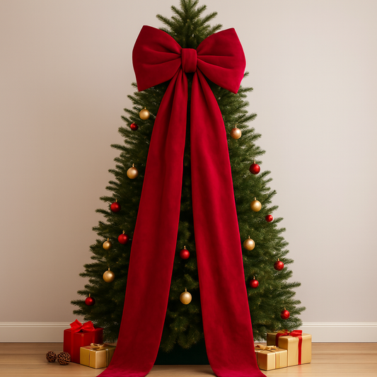 Velvet Crepe Christmas Tree Bow – Elegant Festive Touch 120cm