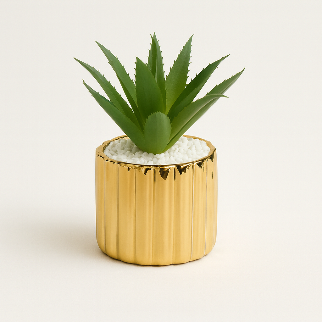Artificial Decorative Plant in Elegant Gold Pot - pack of 2