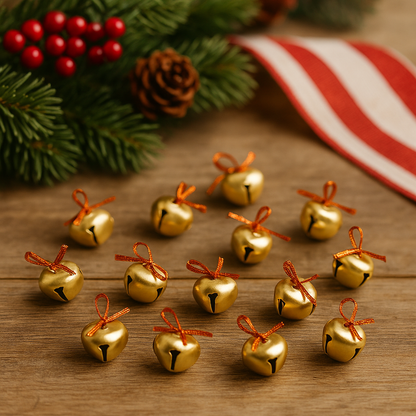 Golden Christmas Bells pack of 2