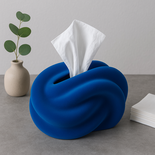 Modern Suede Sculptural Tissue Box