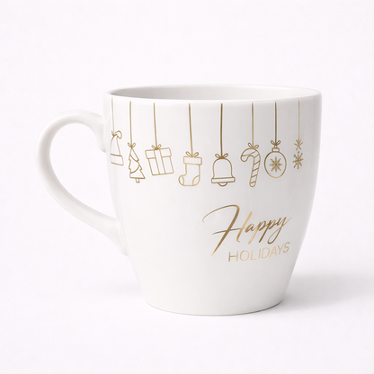 White Christmas Mug with Elegant Gold Details set of 2