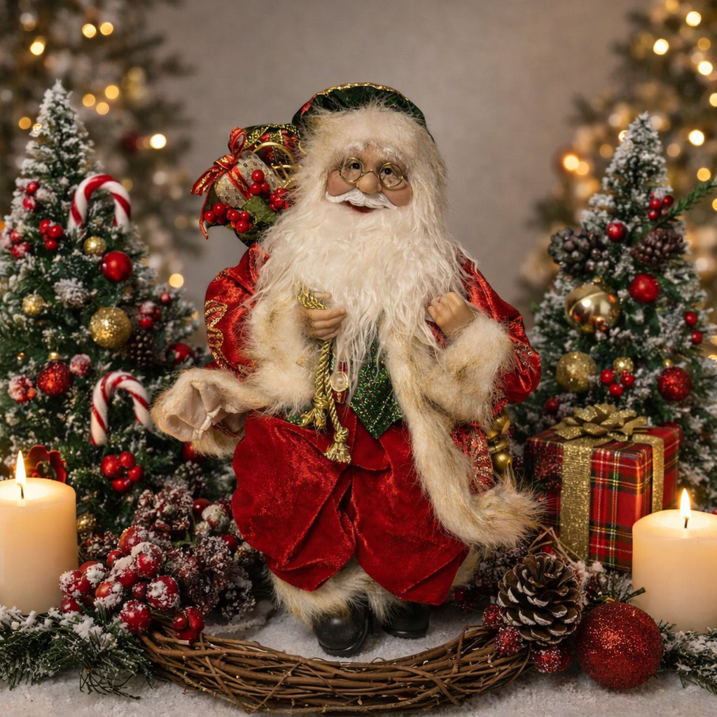 Seated Santa Claus Figurine – Luxury Christmas Decor (60cm)