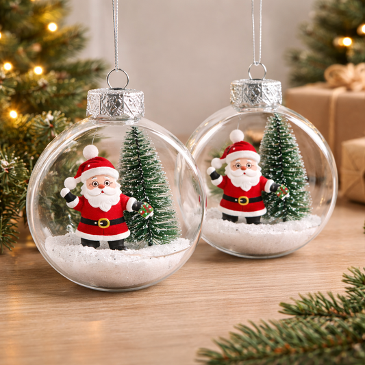 Santa Snow Globe Christmas Ornament - pack of 4