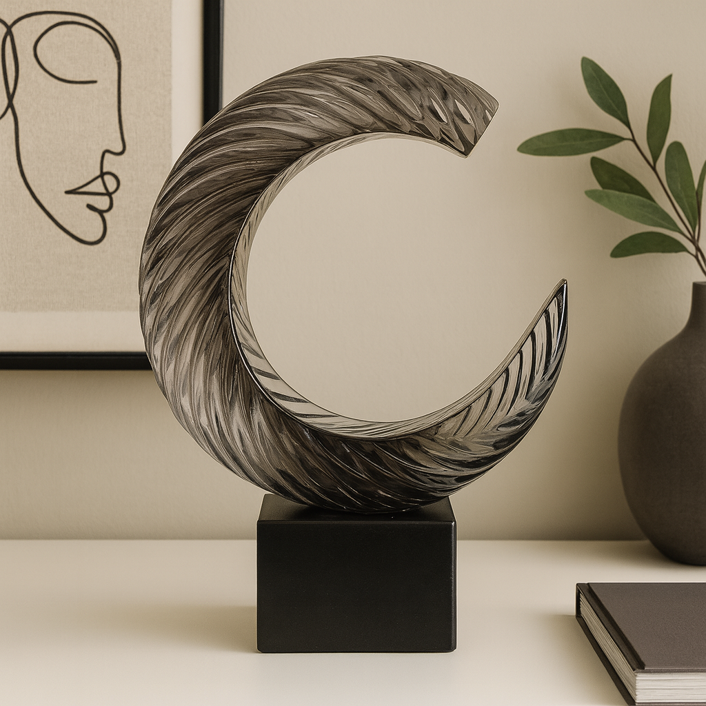 Modern Abstract Decorative Sculpture – Marble Base Accent