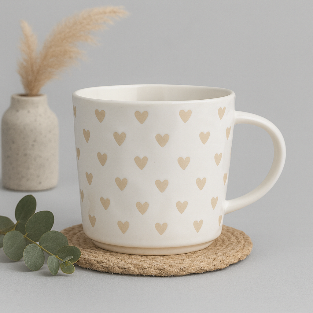 Heart Pattern Ceramic Mug - pack of 2