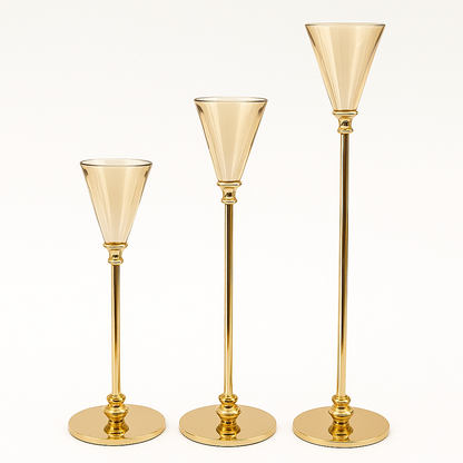 Crystal Modern Candle Holders -set of 3