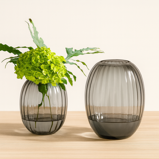 Modern Smoked-Glass Vase - set of 2