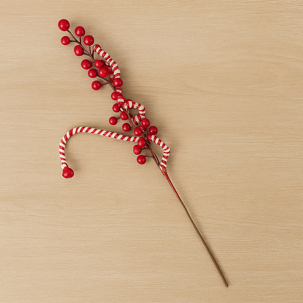 Cherry & Candy Holiday Stems – Festive Sweet Touch - Pack Of 2