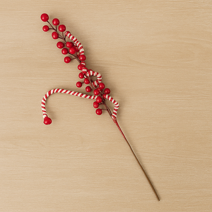 Cherry & Candy Holiday Stems – Festive Sweet Touch - Pack Of 2