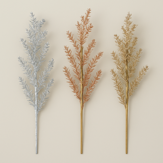 Glitter Holiday Stems – Elegant Festive Touch - Pack Of 3