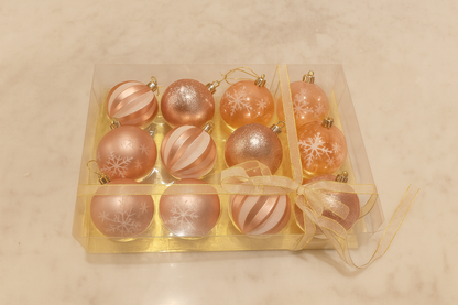 Champagne Pink Christmas Ornament Set of 12