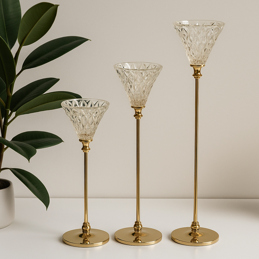 Elegant Crystal Candle Holders -set of 3