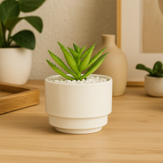 Minimal White Ceramic Planter – Modern Decorative Accent - pack of 4
