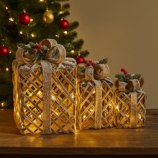 Glowing Festive Gift Boxes - set of 3