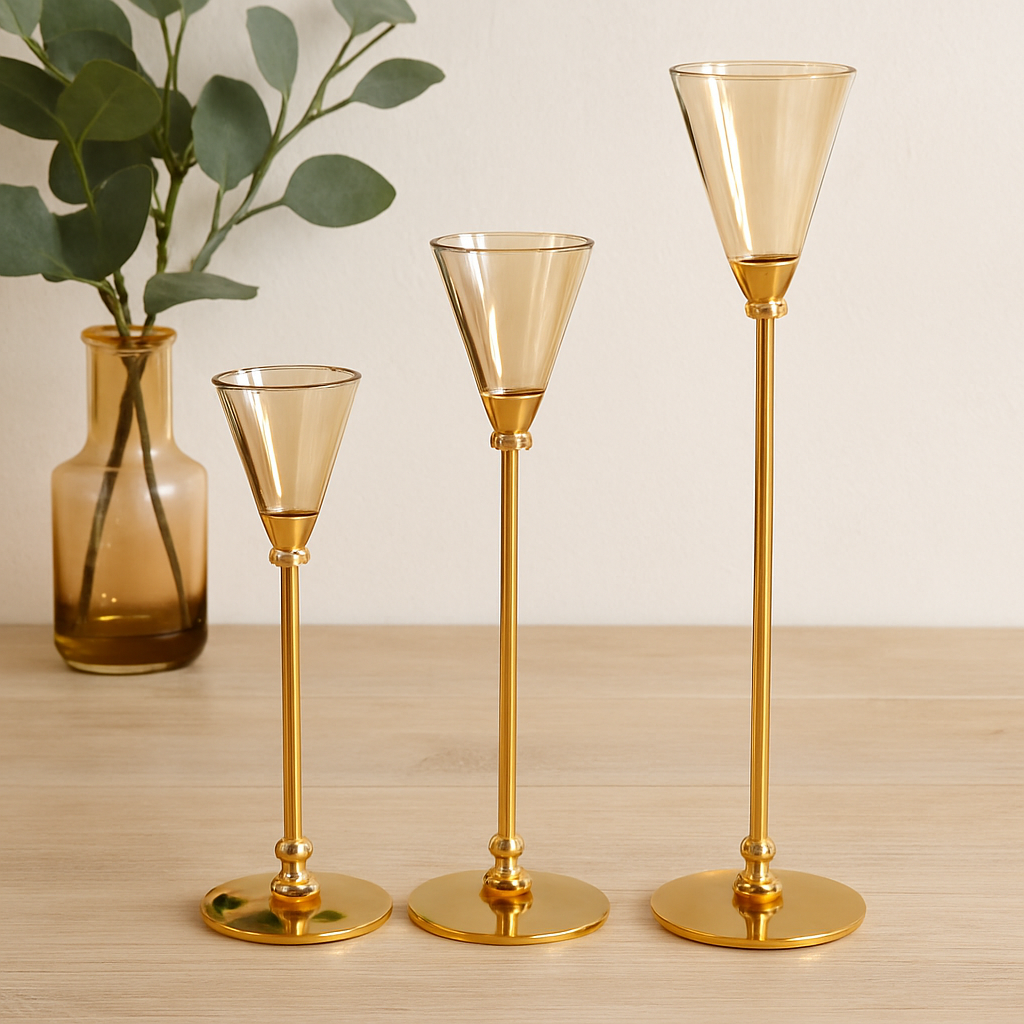 Crystal Modern Candle Holders -set of 3