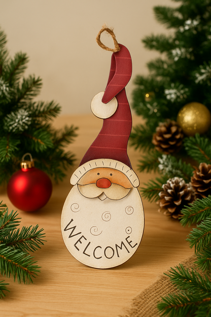 Wooden Hanging Santa Decoration(40cm)