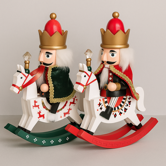 Premium Christmas Rocking Horse Nutcracker Figurine