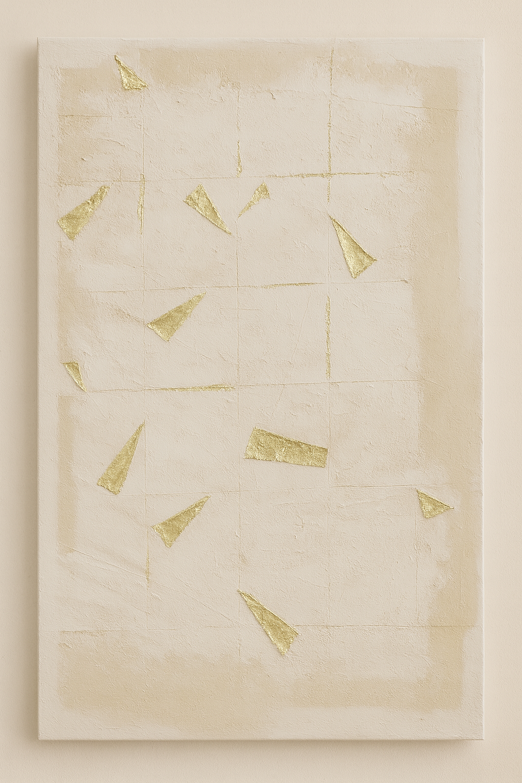 Textured Abstract Canvas with Gold Leaf Accents