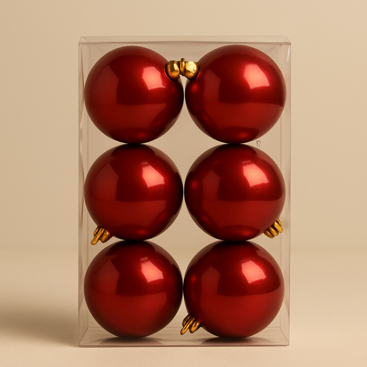 Red Christmas Ornament Balls – Set of 6